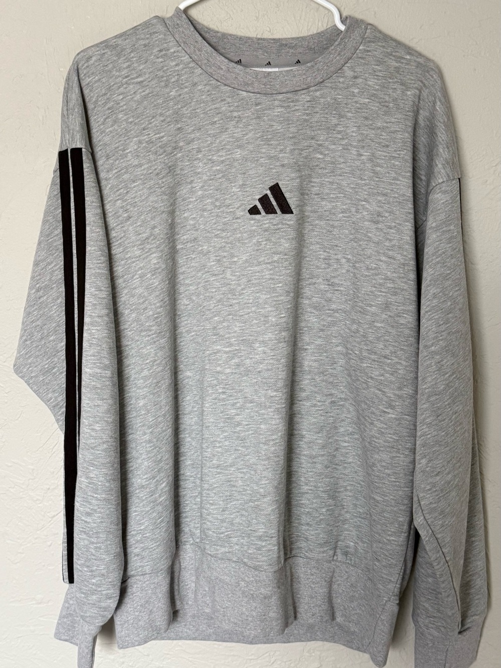 Adidas Men’s Crewneck Sweatshirt Grey with Black Stripes